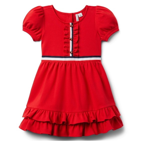 Janie & Jack Dress, Pink/White Girls Size 5 main image 1